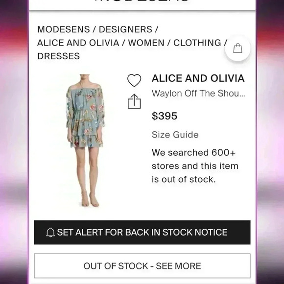 Alice & Olivia Waylon Off The Shoulder Blouson Mini Dress Boho Multi Floral - Picture 14 of 14